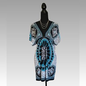 Women's Blue Paisley-Style Print Dress